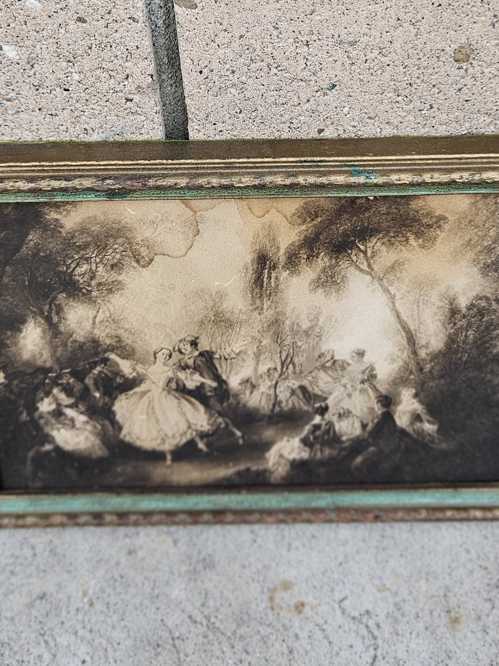 Vintage Framed Sepia Dance Scene Wall Art